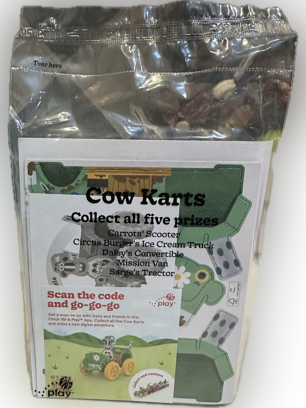 2026 CHICK FIL A COW KARTS SARGs TRACTOR + DIGITAL EXPERIENCE KIDS MEAL GREEN 4+